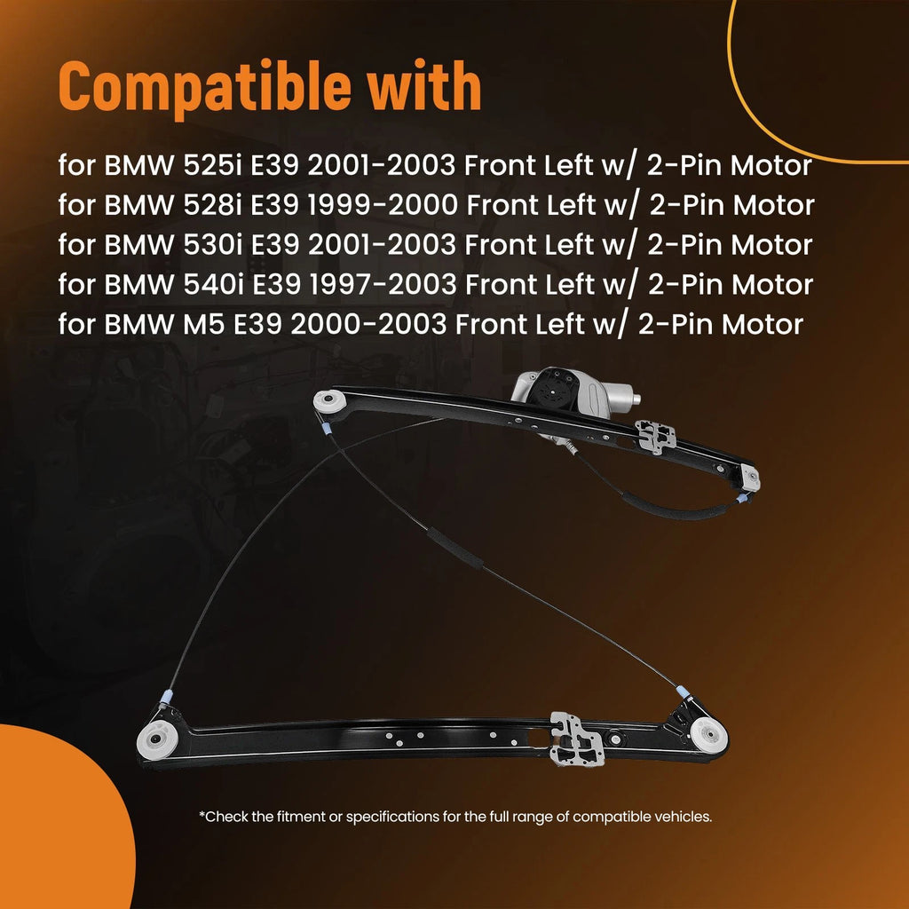 Front Left Window Mechanism for BMW E39 525i 528i 530i 540i (1996–2003) 51338252393