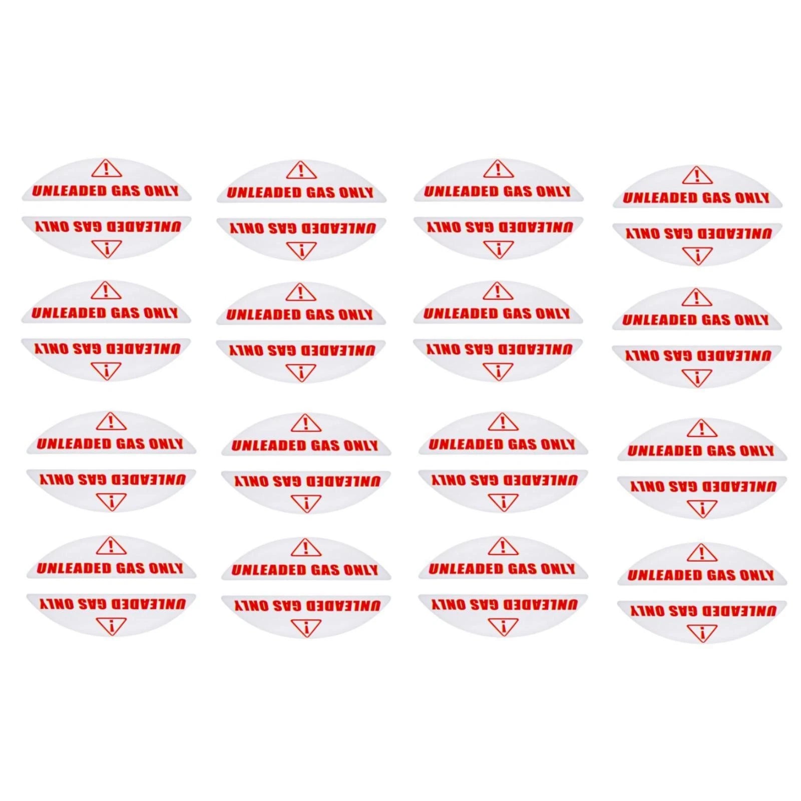 Set of 16 Unleaded Only Gas Cap Fuel Labels for Universal Use