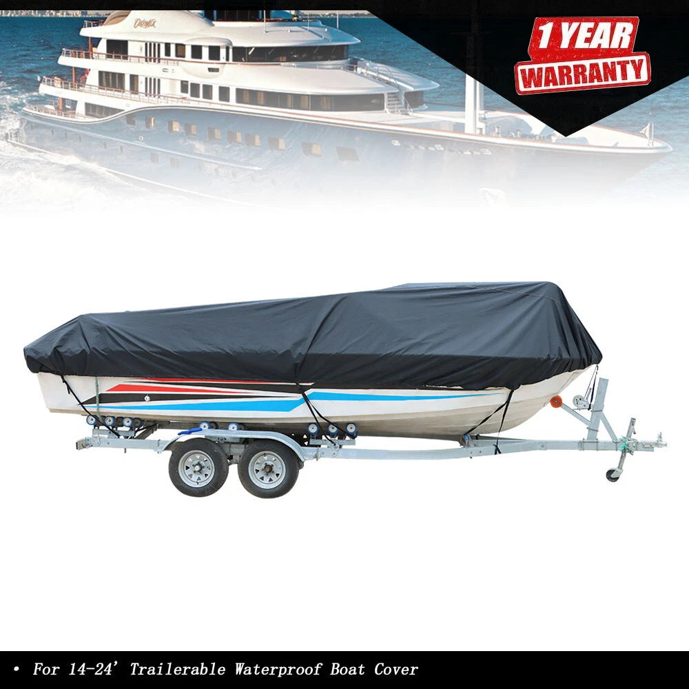 Waterproof Boat Cover for 17-19' Trailers (Marine Grade Polyester 600D)