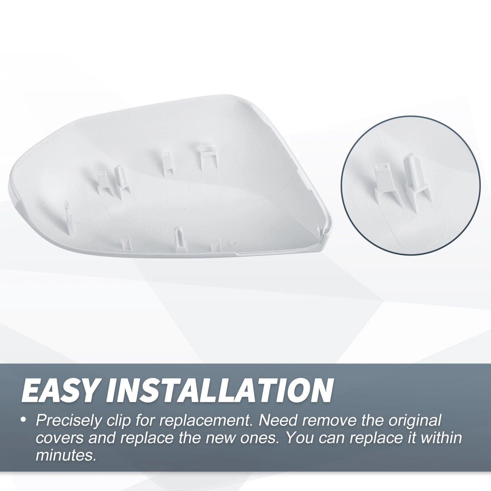 Pair Rearview Mirror Cover Cap White for Toyota Camry (2018–2021)