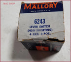 Mallory 6243 3-Way Lever Switch for Vintage Applications (NOS)