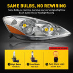 Set of 2 Headlight Assemblies for Toyota Sienna (2006–2010) Chrome Amber