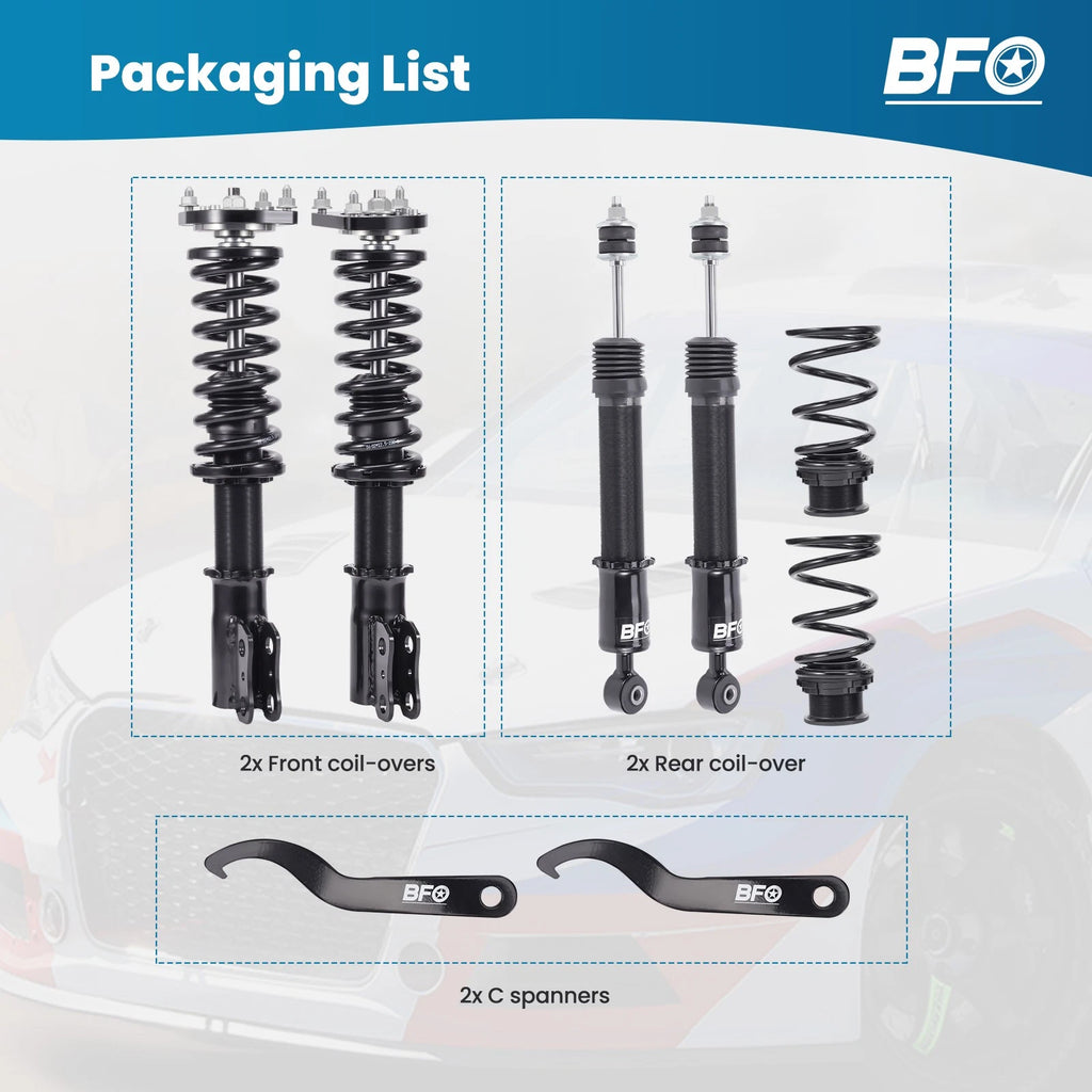 BFO Coilovers Shocks Absorbers Kit for Ford Mustang (1994–2004) Height Adjustable