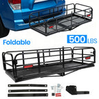 Folding Trailer Hitch Cargo Carrier Basket for Universal Use (500 lbs Capacity)