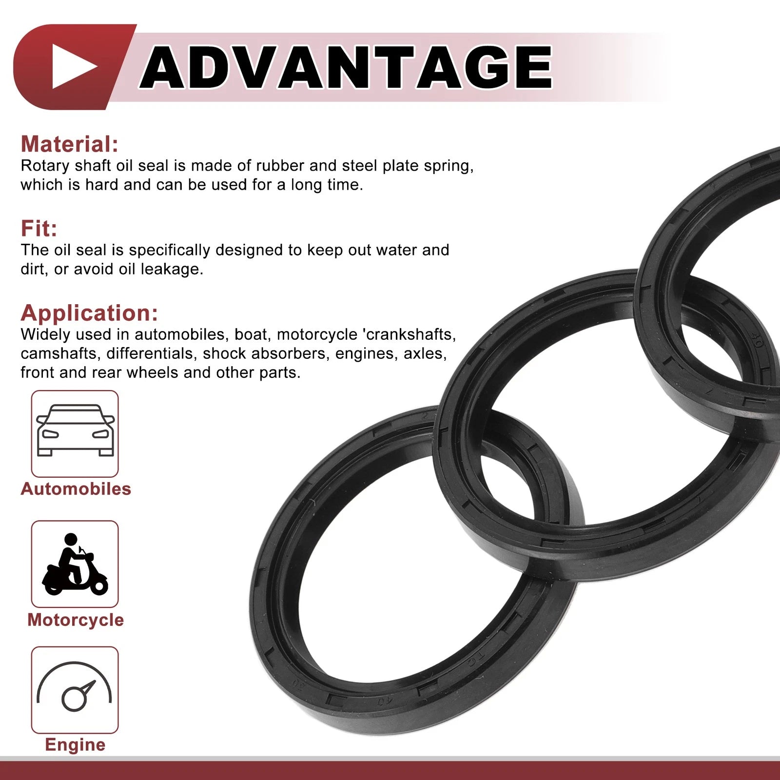 Set of 5 Rotary Shaft Oil Seals 40x50x7mm Nitrile Rubber