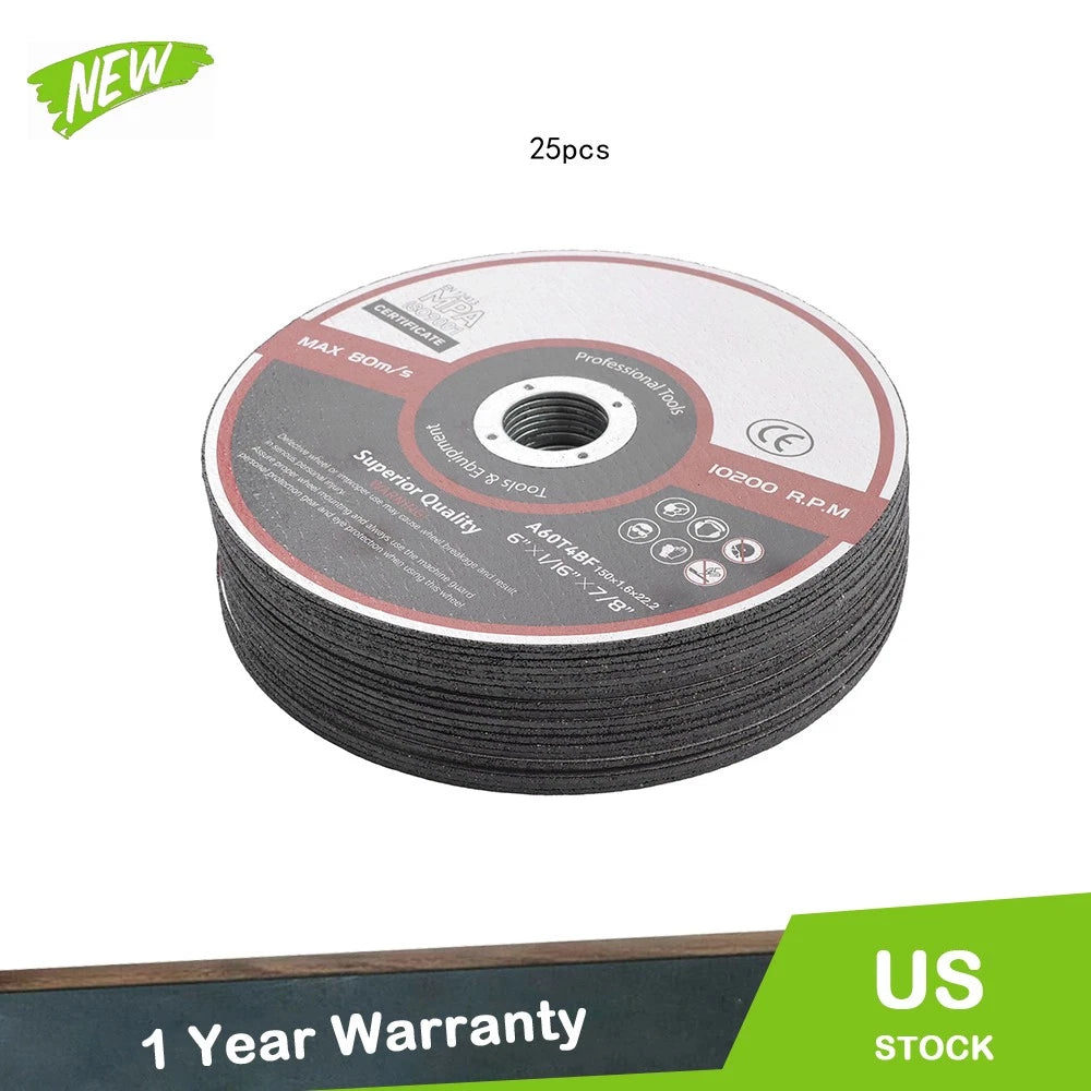 25 Pack Cut Off Wheels for Die Grinders 6"x1/16"x7/8"