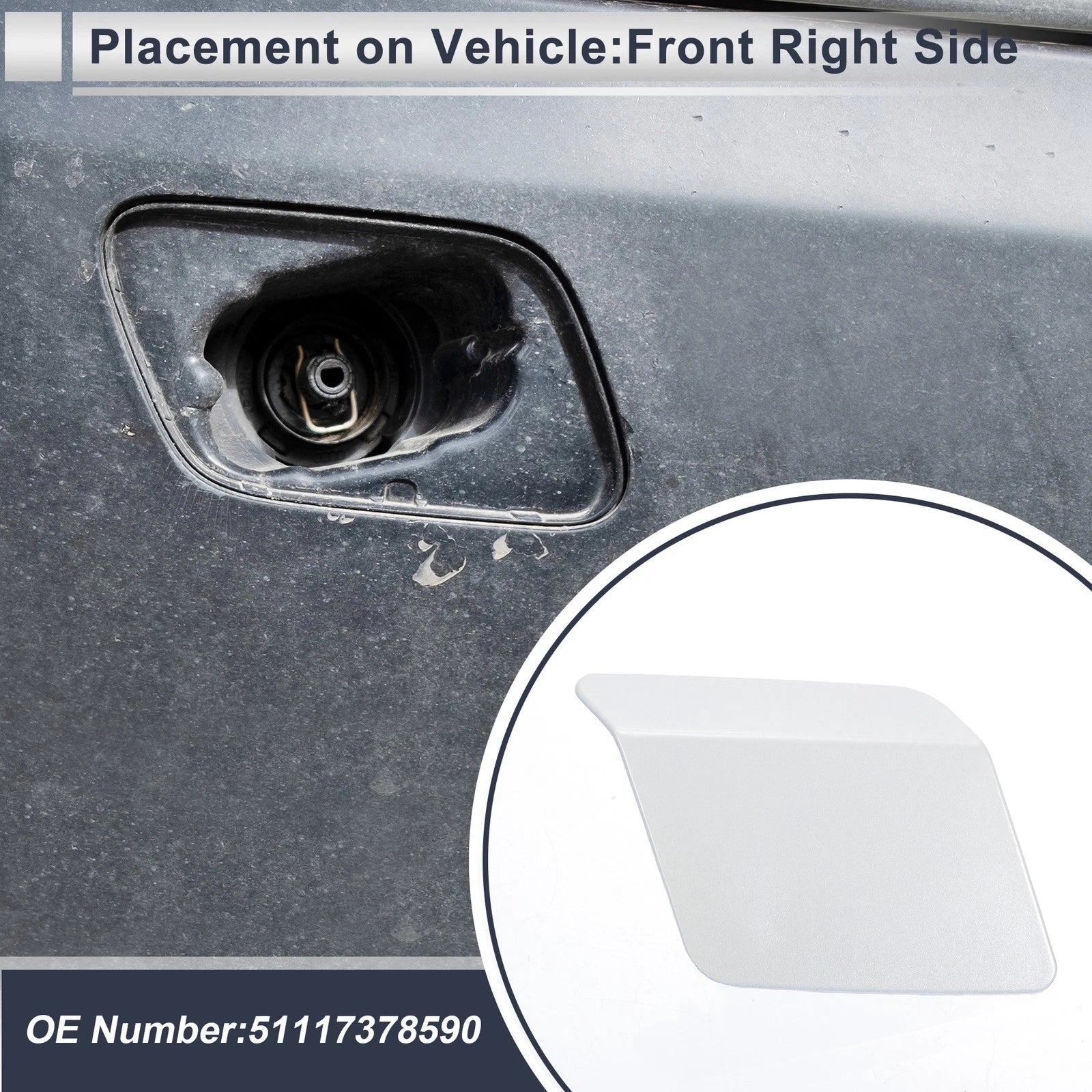 Bumper Headlight Washer Nozzle Cover Cap for BMW X5 F15 (2014–2018) White
