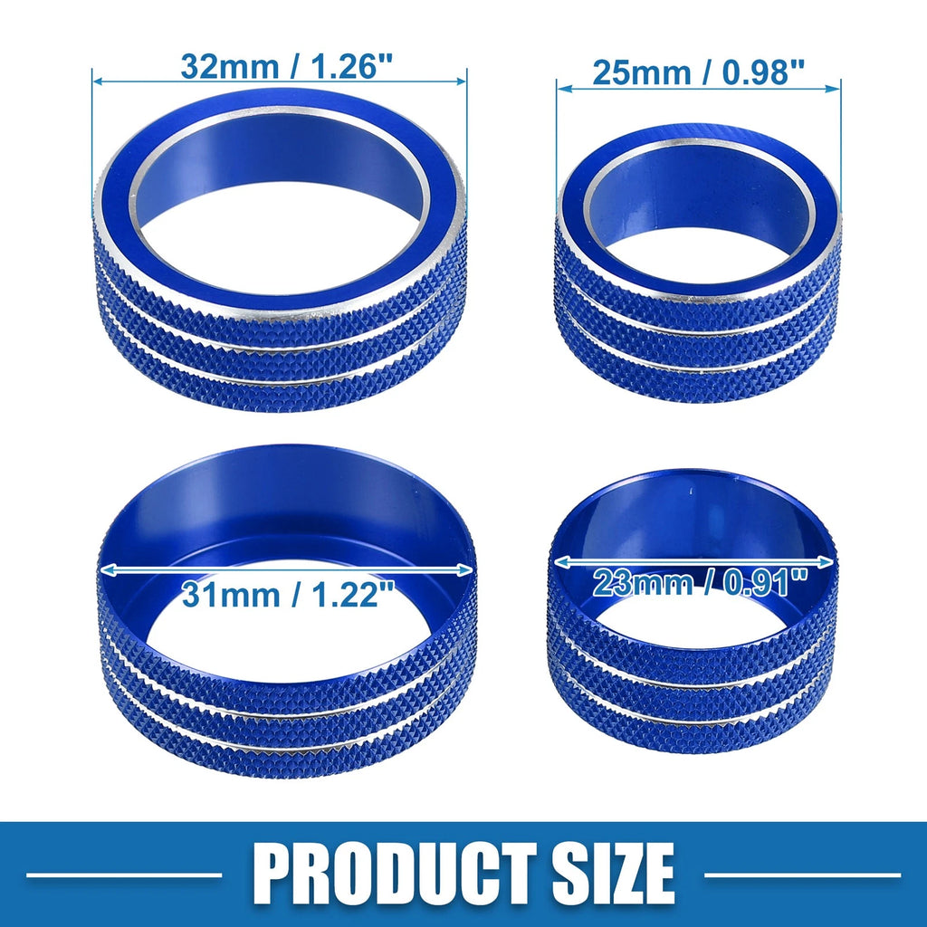 Set of 3 AC Audio Volume Knob Ring Covers for Chevy Malibu (2017–2022) Blue