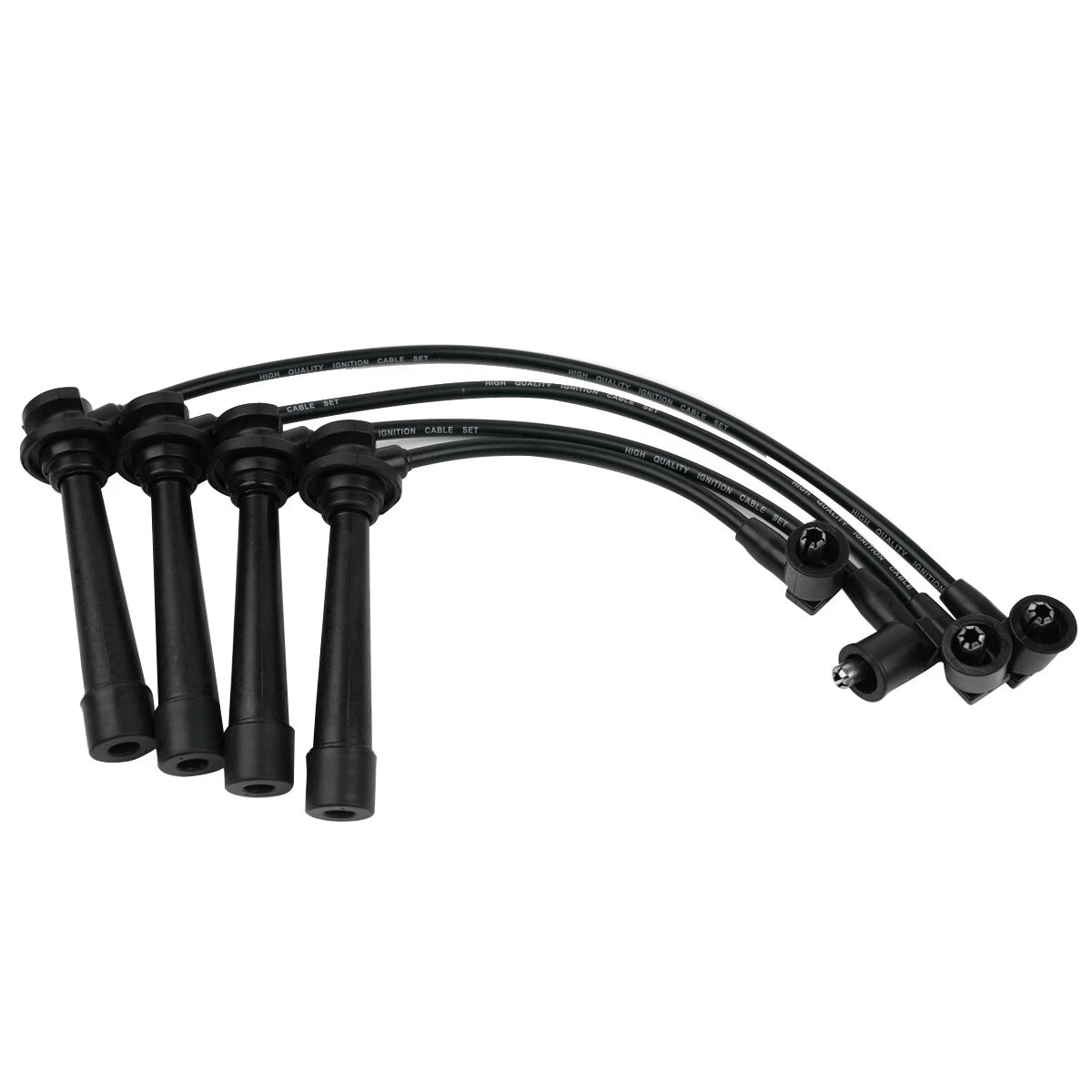 Set of 4 Spark Plug Wires + 4 Spark Plugs for Kia Rio (2001–2005) 1.5L 1.6L