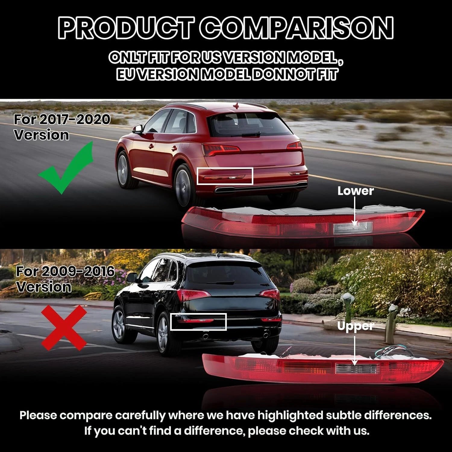 1 Pair Rear Bumper Tail Light Brake Lamps for Audi Q5 (2018–2023) 80A945070A