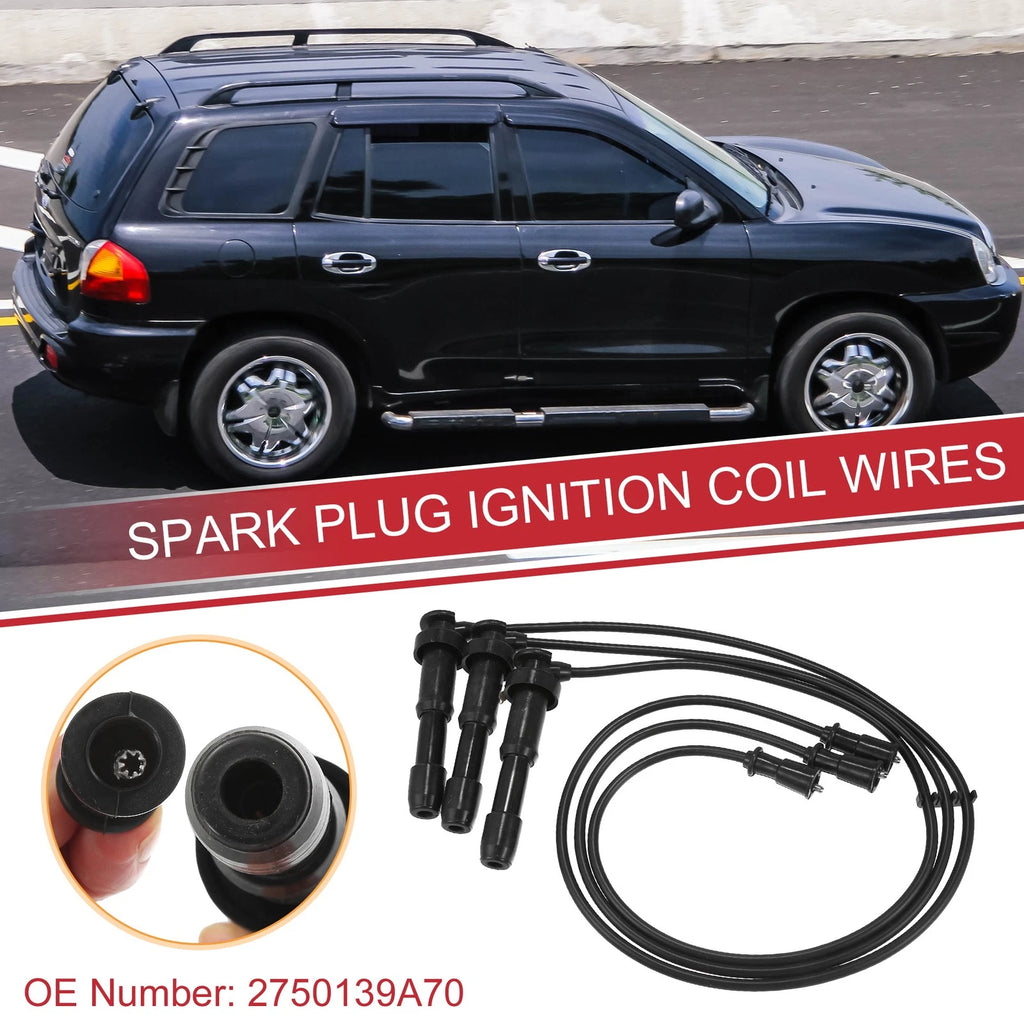 3X Spark Plug Wire Ignition Coil Cable No. 2750139A70 for Hyundai Santa Fe (2013–2018)