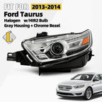 Halogen Headlight for Ford Taurus (2013–2014) Chrome Bezel w/Bulb LH