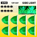 8X Green LED Watermelon Marker Light for EJ (12V-24V) Chrome Housing Waterproof