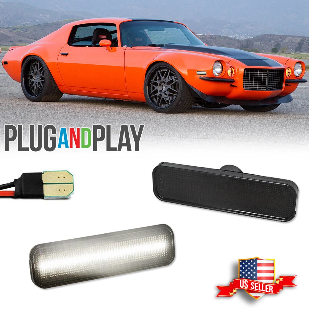 2X Smoke LED Side Marker Lights for Chevrolet Camaro (1970–1977)