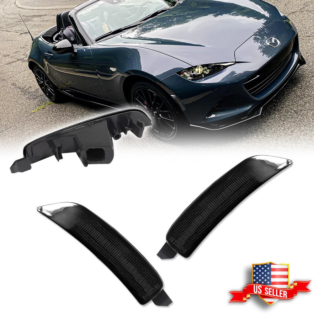 2X Smoked Lens Front Side Marker Lights for Mazda MX-5 Miata (2016–2022)