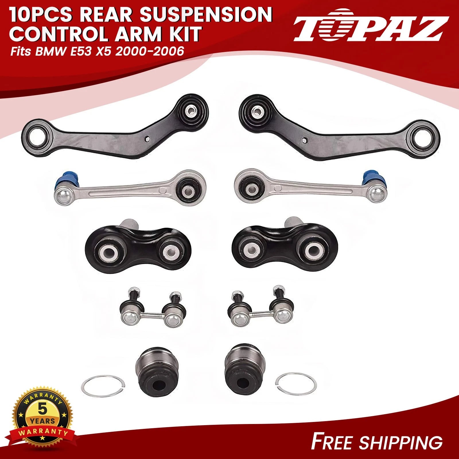 Set of 10 Rear Suspension Control Arms with Ball Joints for BMW X5 (2000–2006)