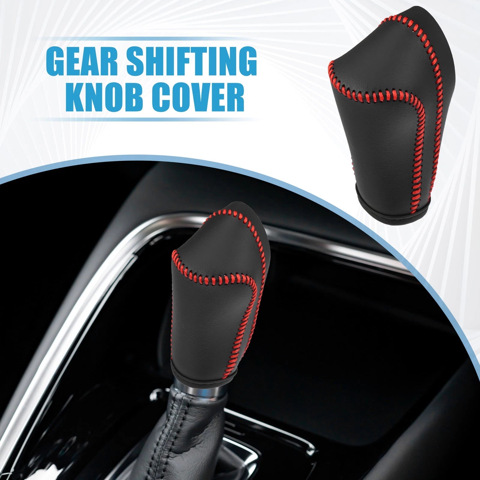 Gear Shift Lever Cover for Honda CR-V (2008–2014) Black Red Stitches