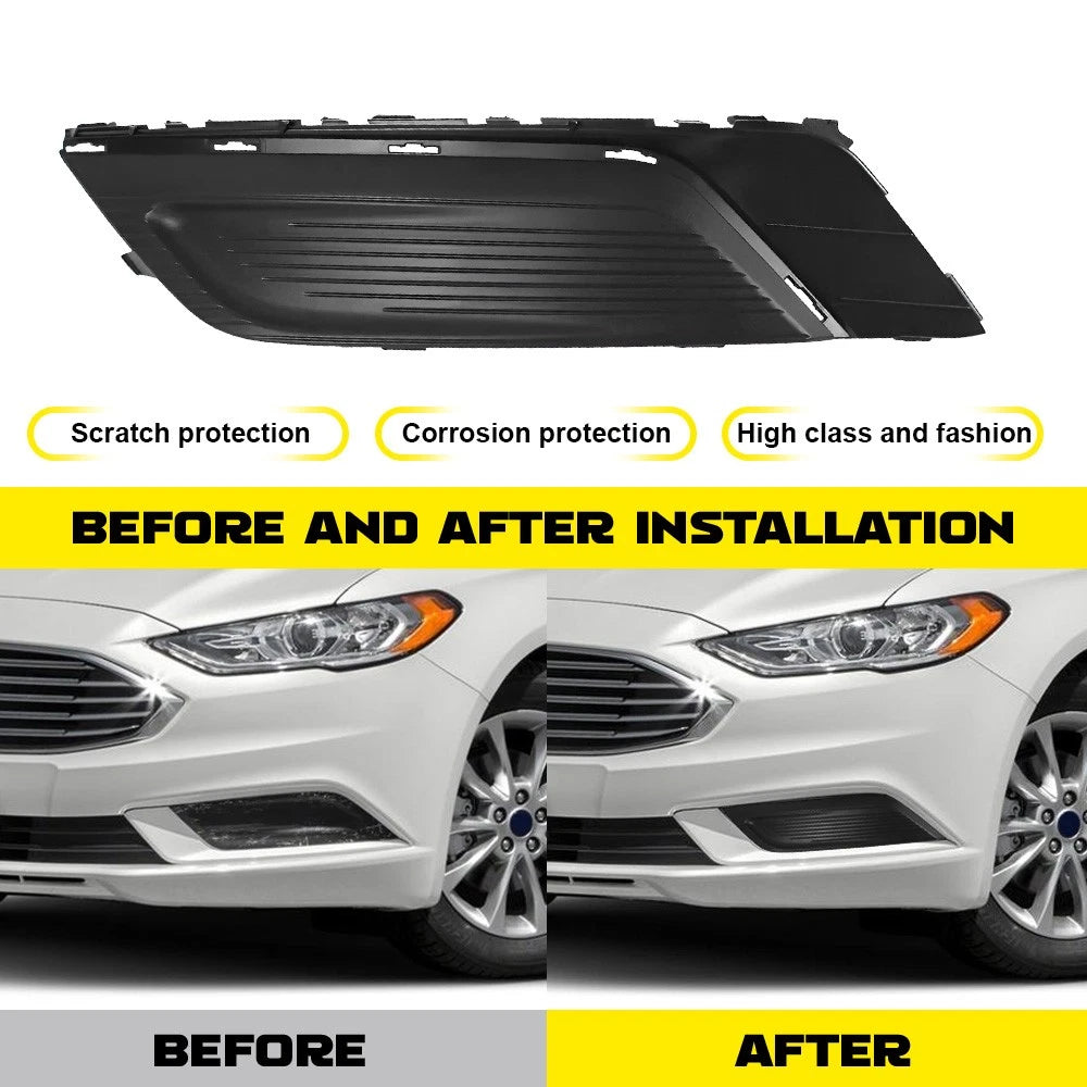 Pair Front Fog Light Cover Bezel for Ford Fusion (2017–2018) LH/RH Black