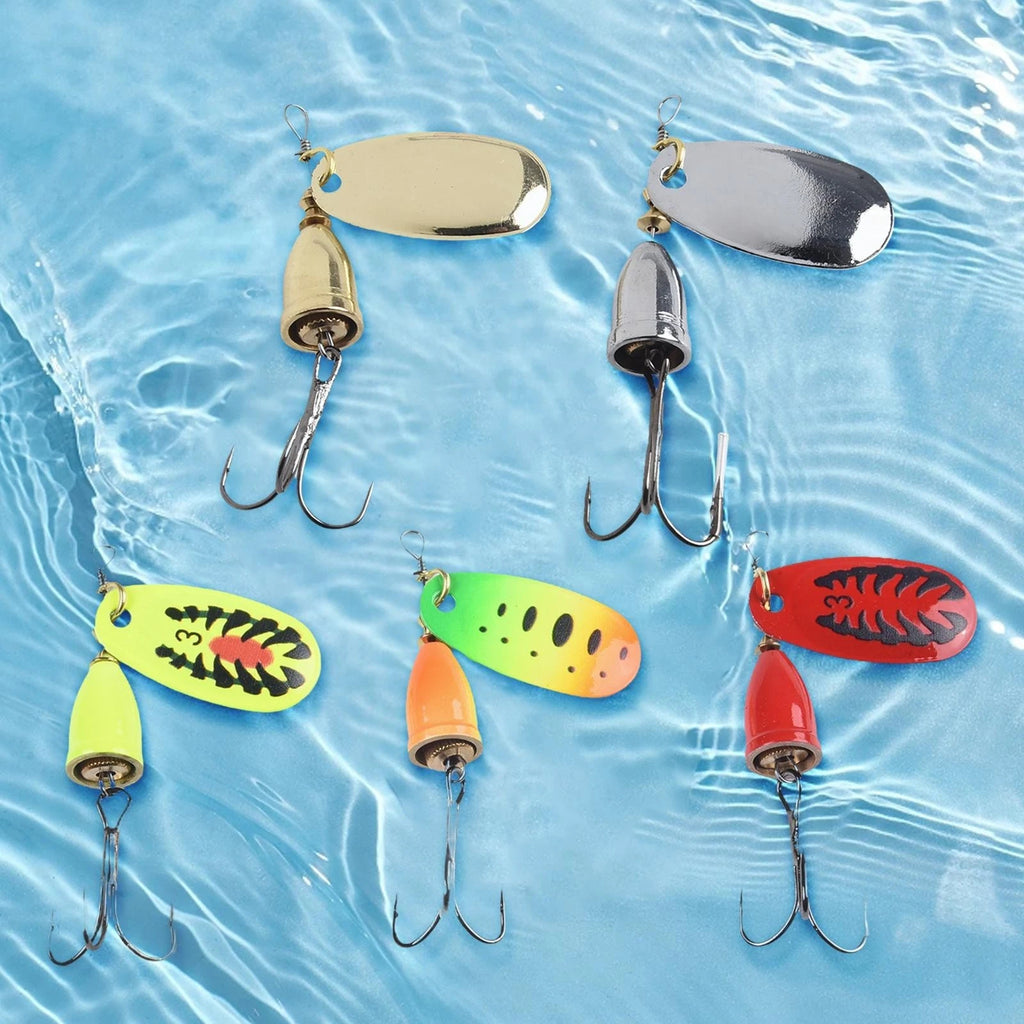 5pcs Metal Fishhook Spinner Lure Kit for Bass Trout Crappie