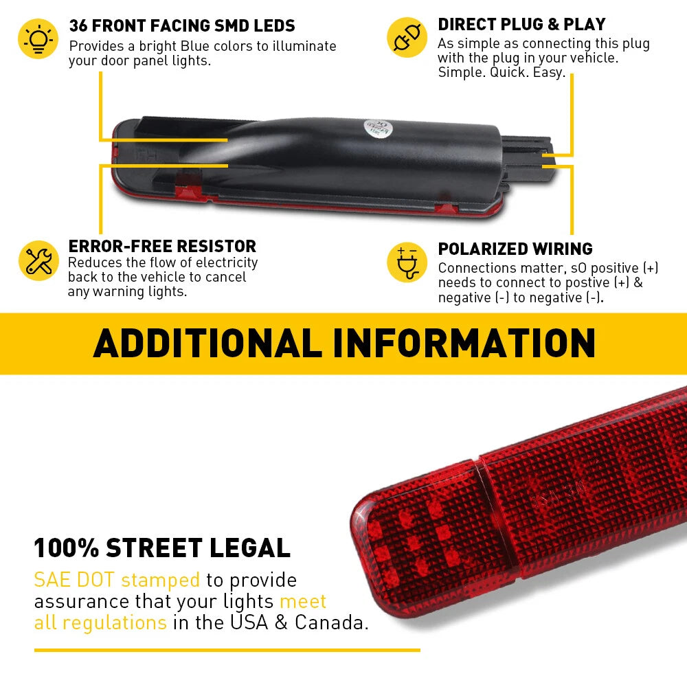 Pair LED Door Courtesy Lights for Chevy Silverado Suburban Tahoe GMC Sierra Yukon (2014–2023)