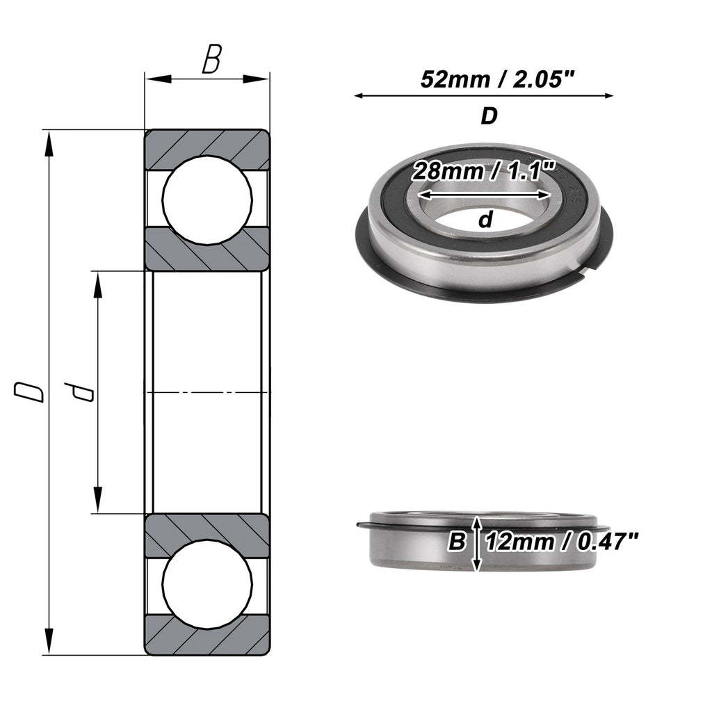 60/28NR2RS Deep Groove Ball Bearings for Scooter Skateboard (28x52x12mm)