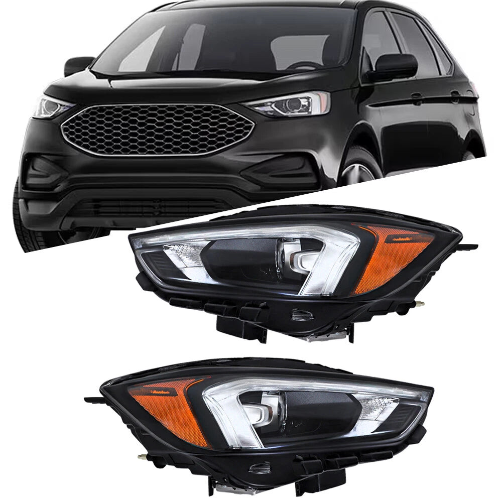LED Headlight Pair for Ford Edge (2019–2024) with DRL, Clear Lens