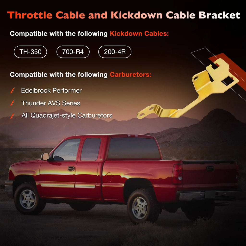 Throttle Kickdown Cable Bracket for Edelbrock Quadrajet Carb (700R4, TH350, 200-4R)