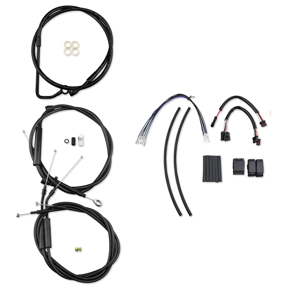 12" Black Stainless Brake Line Kit for Harley Softail (2011–2015) ABS