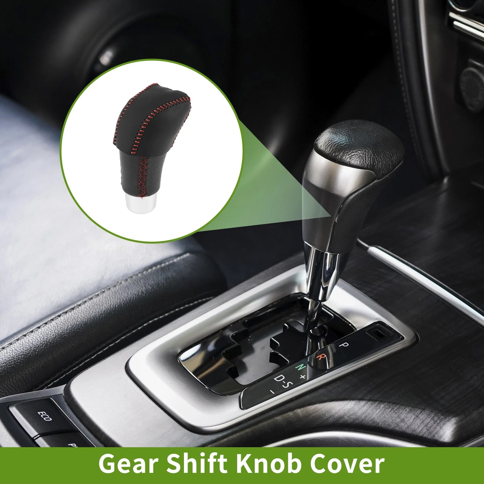 1 Pc Gear Shift Knob Cover for Lexus RX350 (2023–2024) Black Red Faux Leather