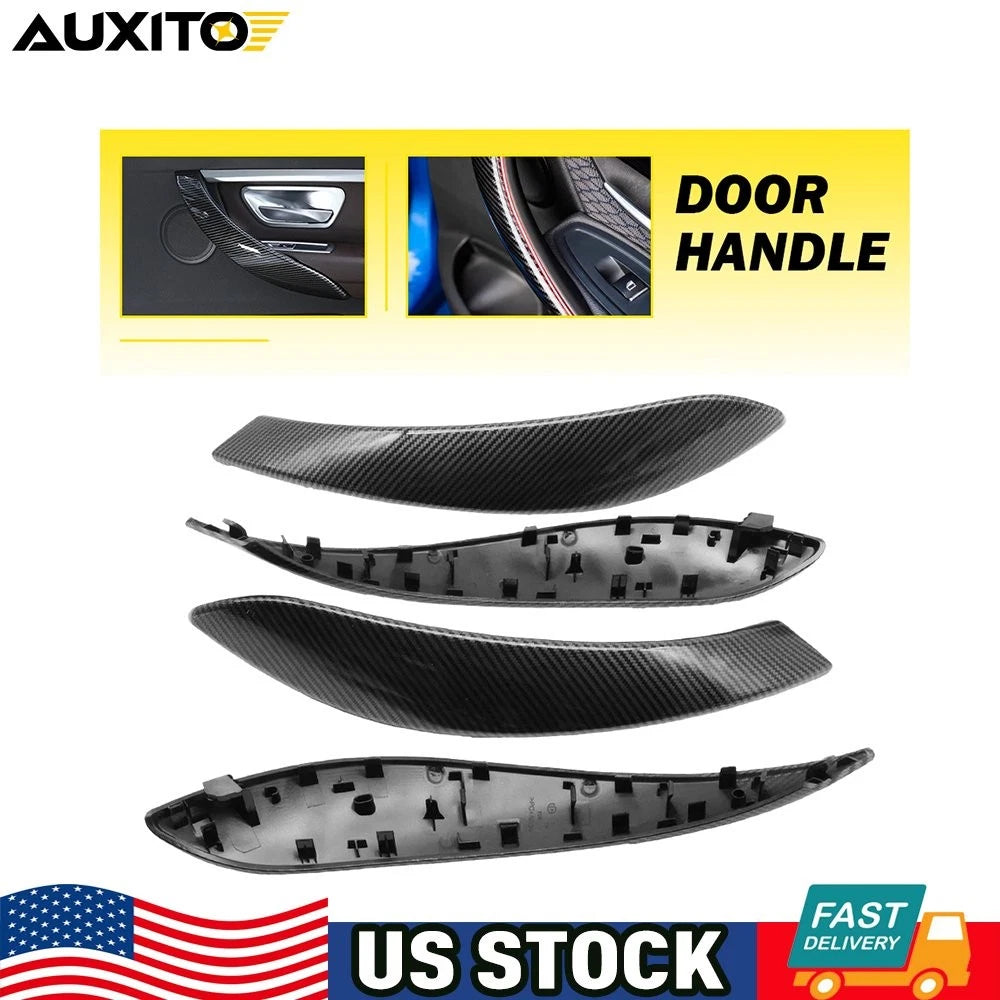 Set of 4 Carbon Fiber Door Pull Handle Cover Trim for BMW 3 Series F30 F31 (2013–2018)