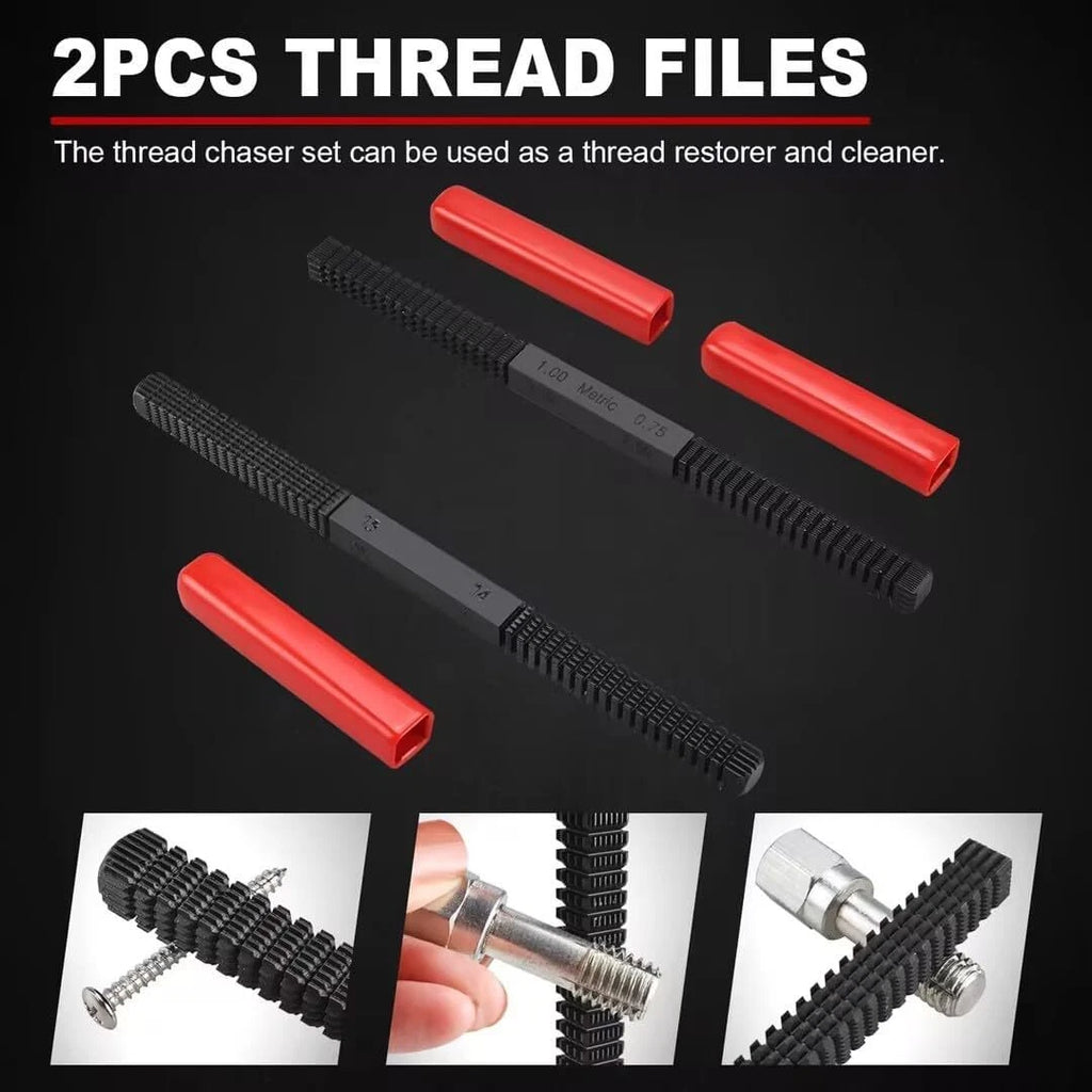42Pcs Thread Chaser Tool Set for Metric SAE Repair Kit