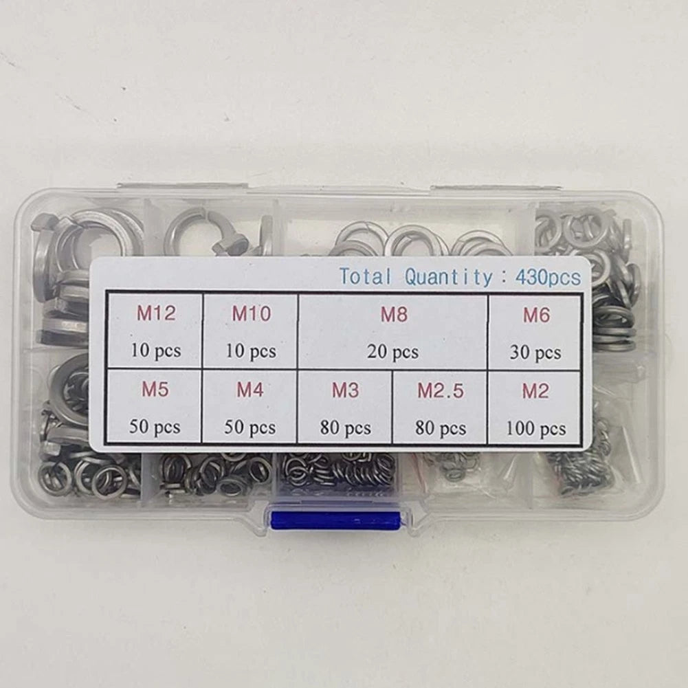 304 Stainless Steel Spring Washer Set of 430 pcs for Various Applications