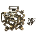 6X Metal Antique Bronze Drawer Label Tag Holder Frame Pull Handle
