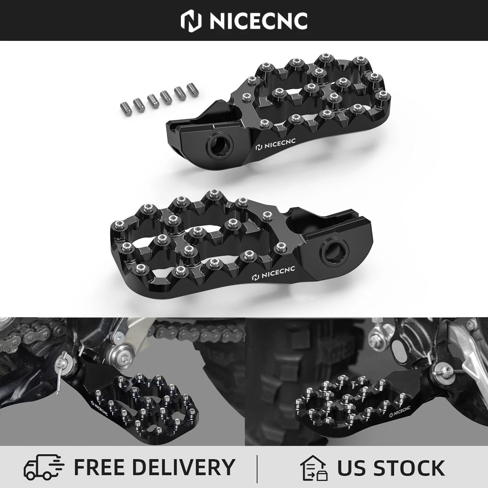 NICECNC Offset Foot Pegs for Husqvarna TX FX TC FC 125-501 (2017–2022)