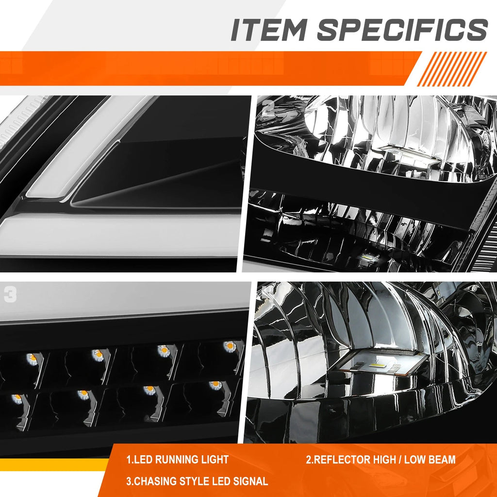 Upper Smoked Housing Headlight & Amber Side Corner Lamp for GMC Sierra/Yukon (1999–2007)