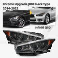 Set of 2 JDM Black LED Headlights for Infiniti Q50 (2014–2022) w/o AFS