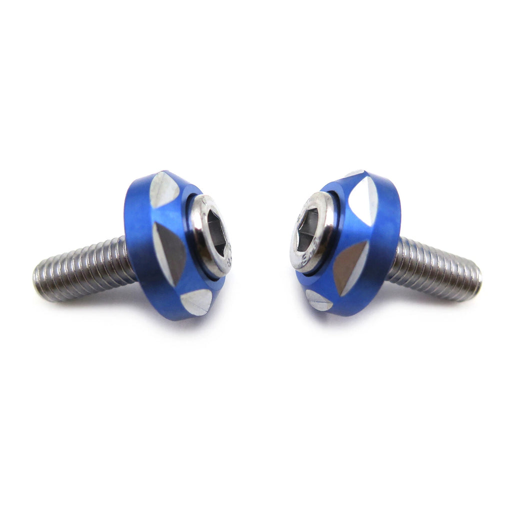 2 Pcs Silver Tone Blue Alloy License Plate Bolt Screw for Universal Fit