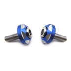 2 Pcs Silver Tone Blue Alloy License Plate Bolt Screw for Universal Fit