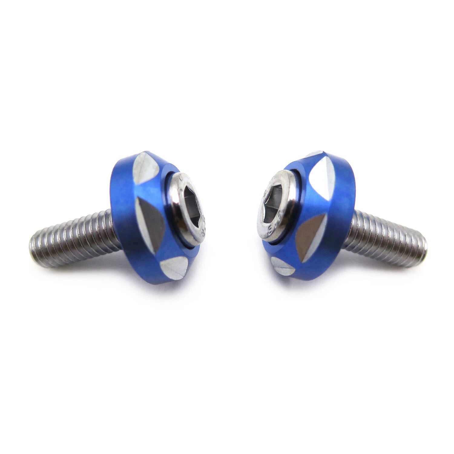 2 Pcs Silver Tone Blue Alloy License Plate Bolt Screw for Universal Fit