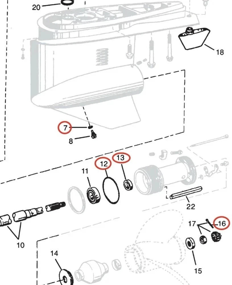 Propshaft Oil Seal Kit for Volvo Penta SX (3858303, 3863090)