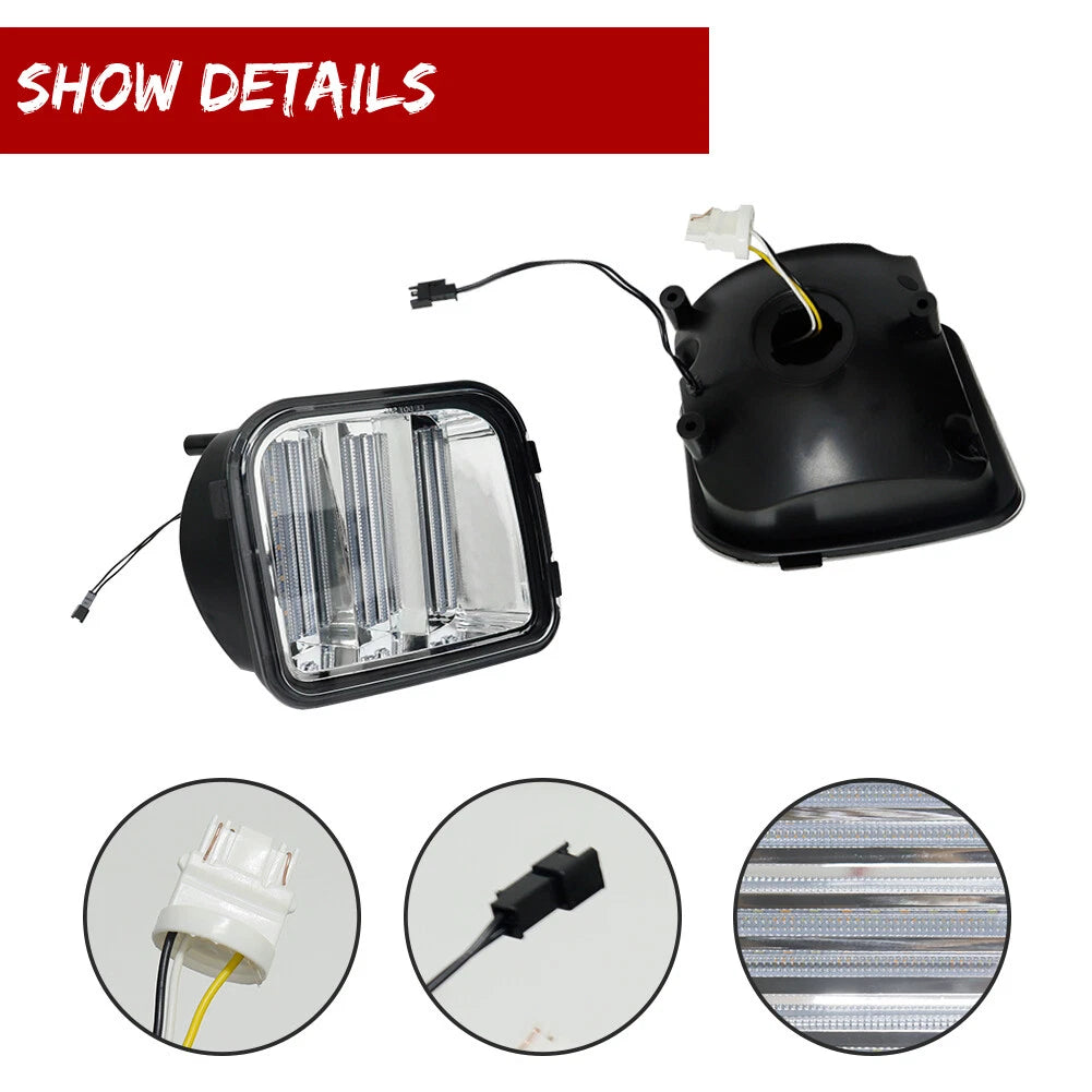 Dynamic Amber & White Parking Turn Signal Lights for Hummer H3 (2006–2009)