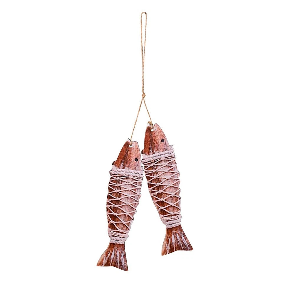 Hanging Wooden Flip Flops and Fish Decorations for Seaside Home Decor