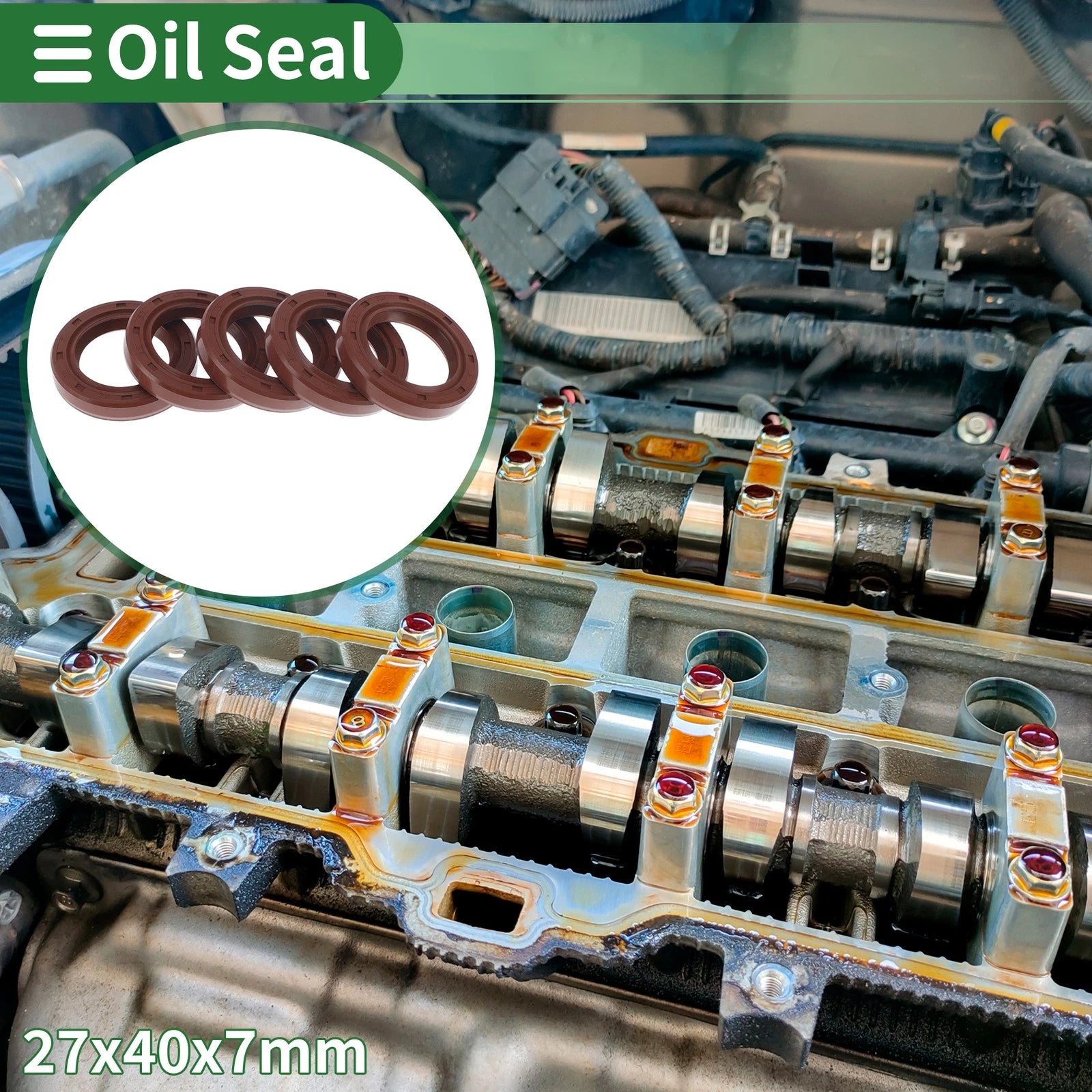 Set of 5 Oil Seal Rotary Shaft Seal FKM Rubber 27x40x7mm