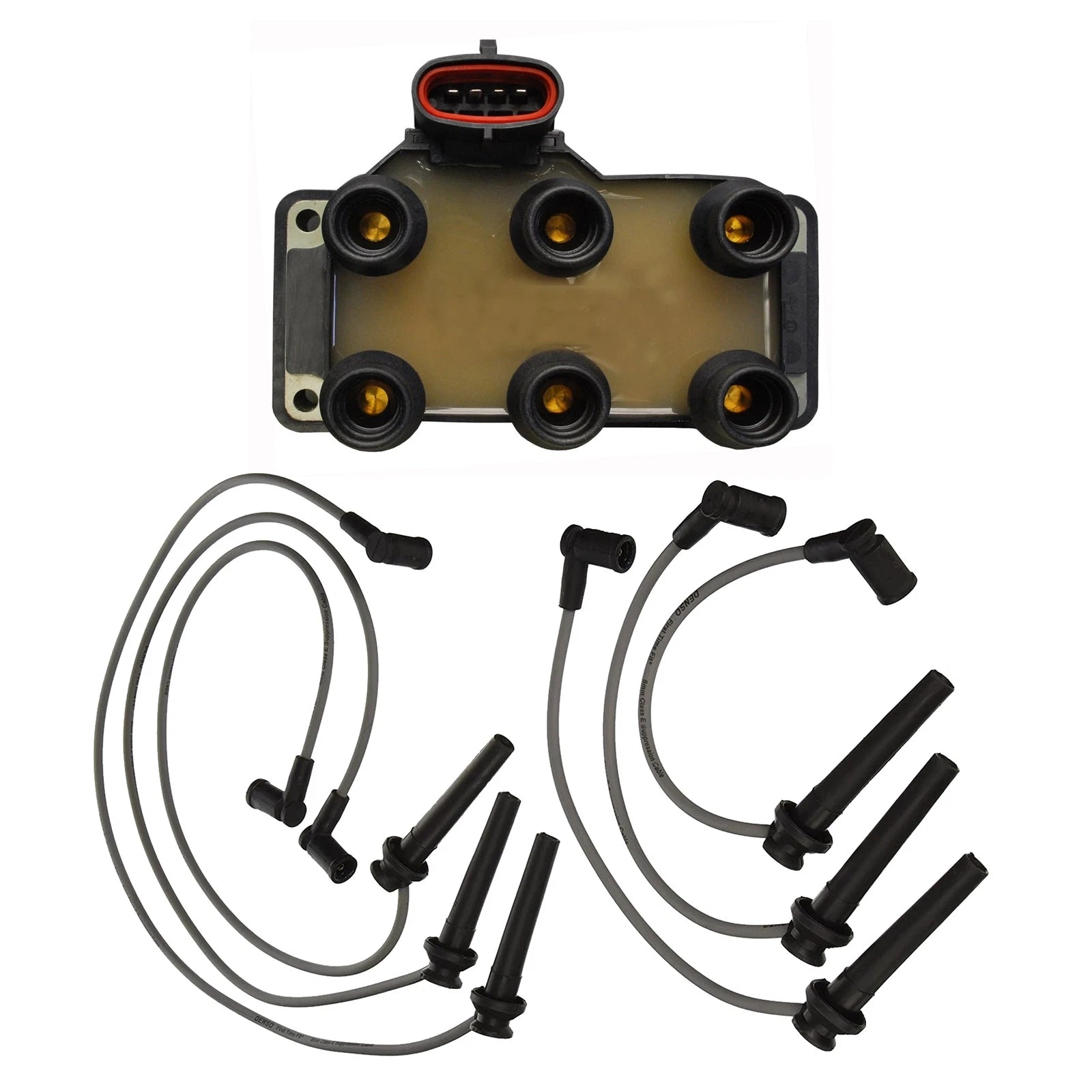 Ignition Coil & Spark Plug Wire Set 8mm for Mazda MPV (2001)