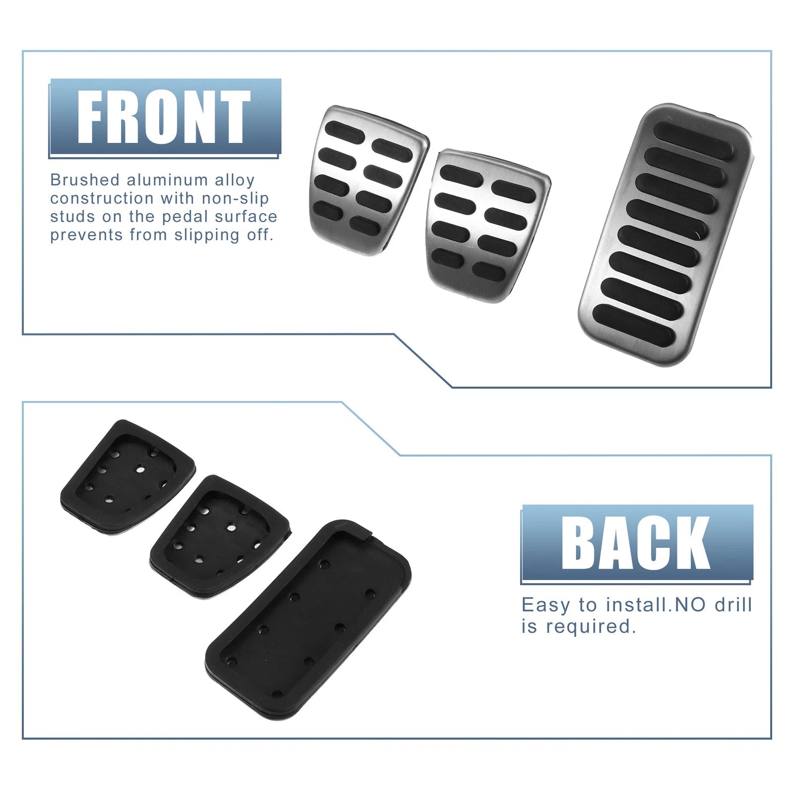 3pcs Accelerator & Brake Pedal Cover Set for Kia Forte (2010–2012)