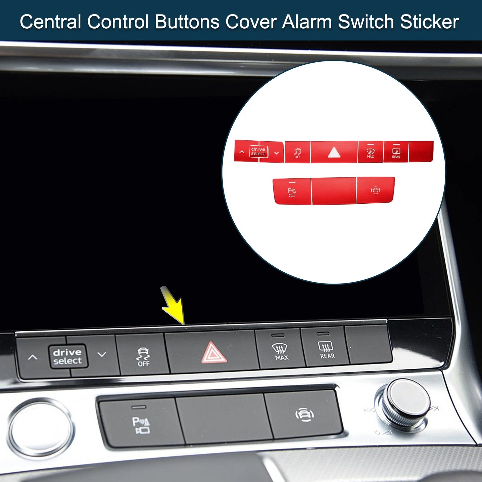 Set of 1 Central Control Buttons Cover Alarm Switch Sticker for Audi A6 A7 (2019–2024) Red