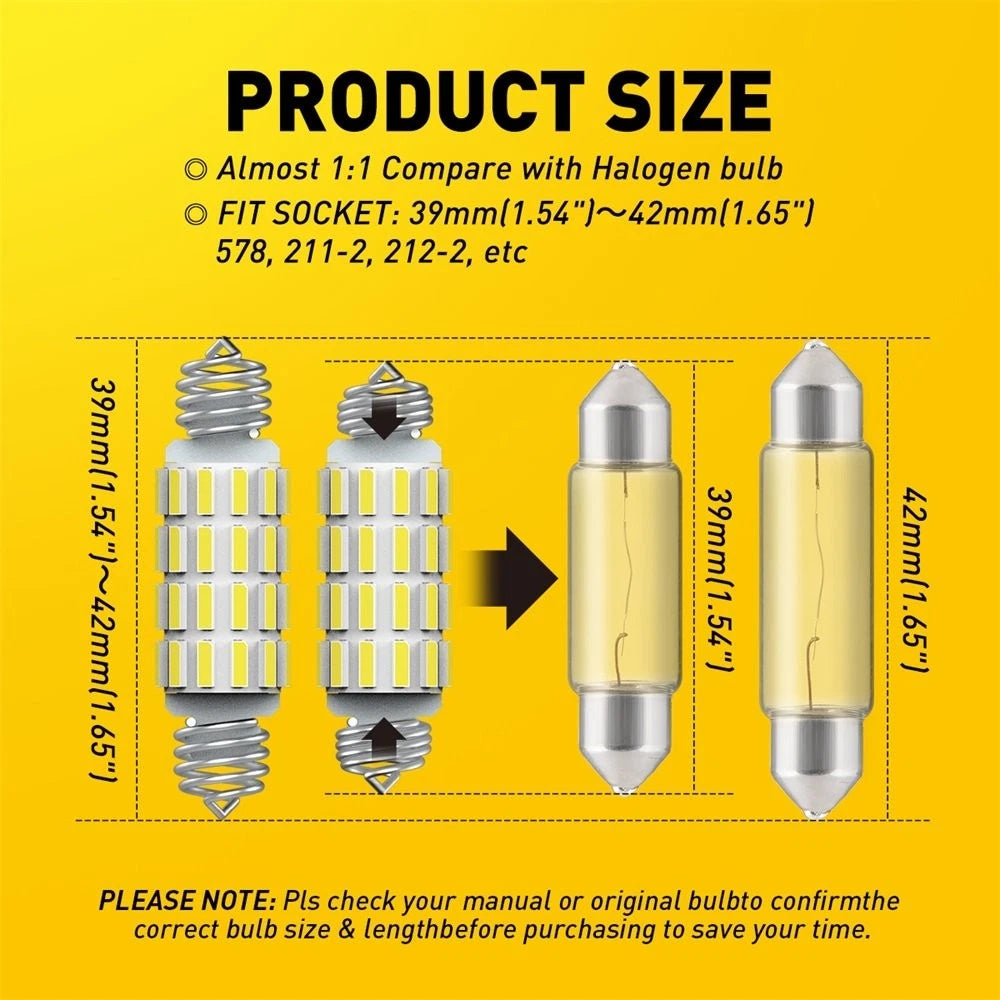 2X White LED Map Dome Bulbs for Dodge Ram 1500 3500 (2003â2009)