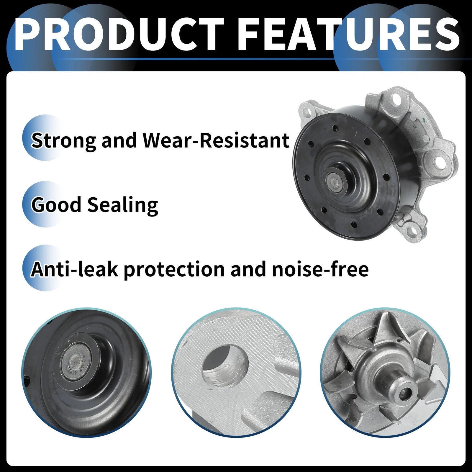 Water Pump for Toyota Corolla (2009–2019) No. 1610039465 with Rubber Kit