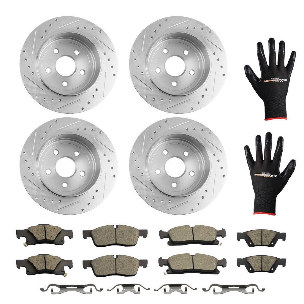 Front Rear Brake Rotors + Ceramic Brake Pads Kit for Jeep Grand Cherokee (2011–2018)