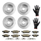 Front Rear Brake Rotors + Ceramic Brake Pads Kit for Jeep Grand Cherokee (2011–2018)